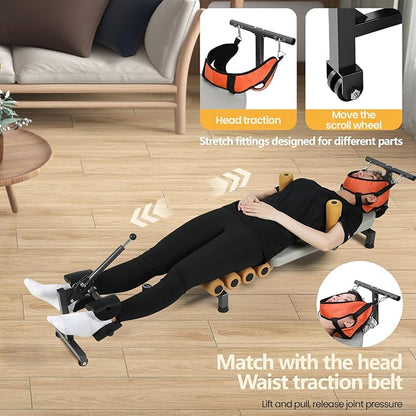 Ab Workout Bench, Adjustable Ab Crunch Machine for Home Gym - Multi-Functional Foldable Sit Up Bench with Preacher Curl Pad & Resistance Bands, Heavy-Duty Exercise Equipment for Arm/Back