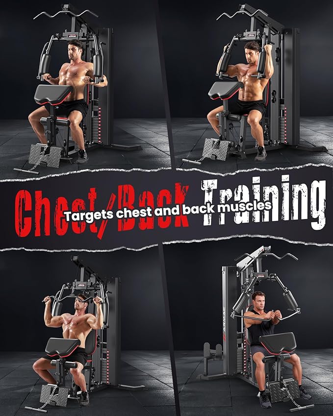 Sportsroyals Home Gym, Multifunctional Gym Equipment, Workout Equipment with 150LBS Weight Stack, for Leg Press, LAT Pull Down, Chest Presses