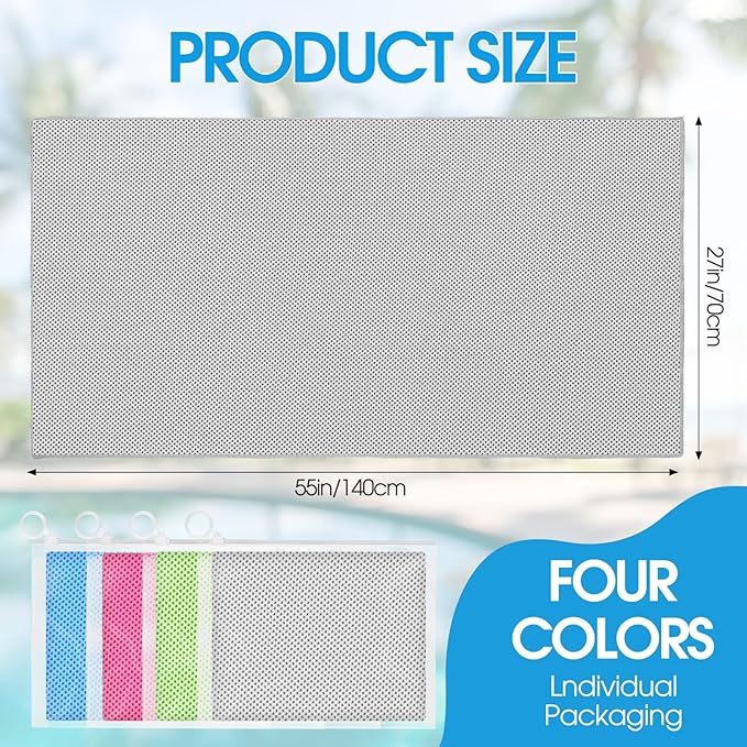 Chumia 4 Pack 55" x 27" Microfiber Sweat Towels Quick Dry Absorbent, Large Cooling Towel For Men Women Gym shower, Multicolors Oversized Bath sheets Body Sweat Rags for Yoga Sports Running Sauna Beach