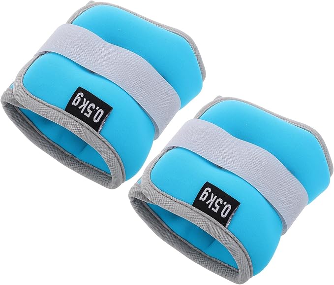Ciieeo 1kg (0.5kg×2) Sky Blue Ankle Weights and Wrist Weights Set, Adjustable Leg and Arm Weighted Bands for Running, Strength Training, Fitness Workouts, Unisex Exercise Sandbags