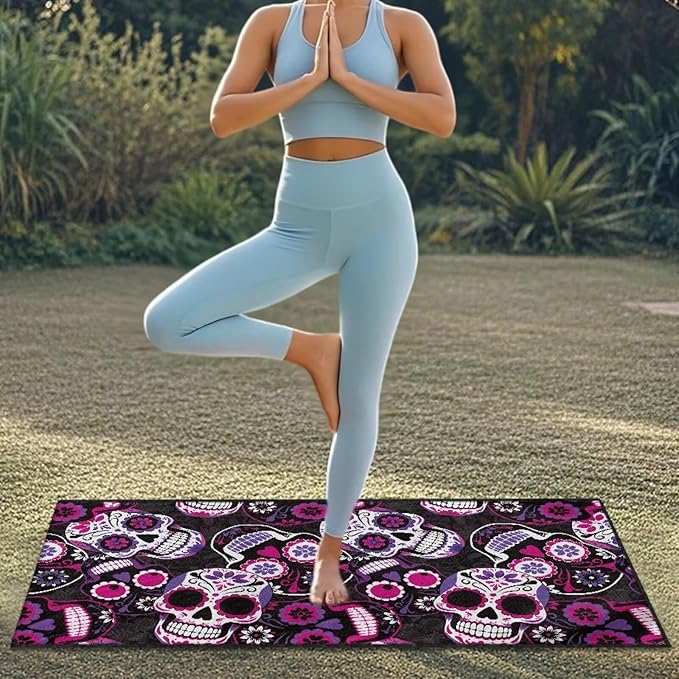 Bulopur Sugar Skull Car Seat Towel Cover Absorbent Soft Beach Towel Car Seat Covers Front Seats Running Post Workout Sweatproof Yoga Towels Blanket