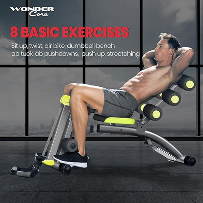 WONDER CORE 2 Total Gym Machine, Ab Workout Equipment, Adjustable Ab Machine for Stomach Workout, Sit Up Exercise Equipment for Home Workouts, Abdominal Trainer, Ab Lounger Exercise Chair
