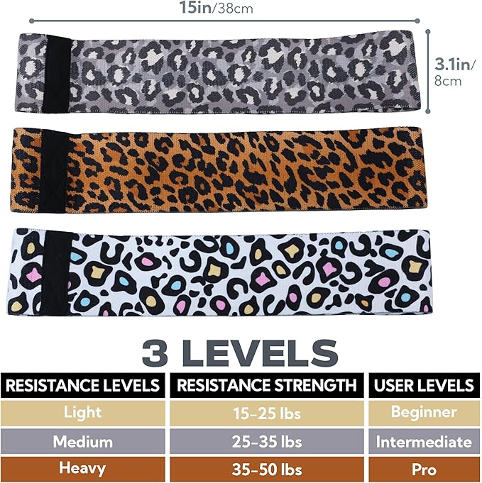 Booty Bands, 3 Levels Hip Bands, Polyester-Cotton and Latex Silk Workout Bands Resistance Bands for Home, Gym, Fitness, Pilates, Yoga (Pack of 3)