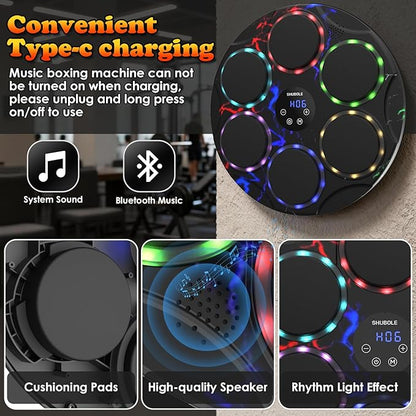 Music Boxing Machine with Gloves - Wall Mounted Punching Trainer for Adults & Kids, 9-Speed Punch Game, Wall Boxing Punching pad, 2025 Upgrade Gifts for Boys Age 6+