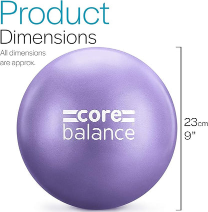 Core Balance 9 Inch Anti Burst Pilates Ball - Mini Exercise Ball for Yoga, Barre, Stretching and Core Stability Workout