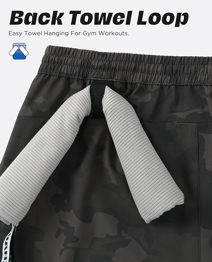 Men 2 in 1 Running Shorts with Compression Liner 5" 7" Quick Dry Workout Athletic Shorts with Pockets Towel Loop