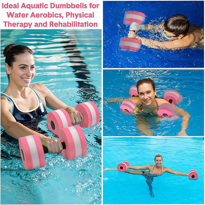 5 Pcs Pool Aquatic Exercise Set Including 2 Lightweight Water Dumbbells, 2 Ankle Swimming Weights, and Swim Belt Water Exercise Equipment for Aquatic Aerobics