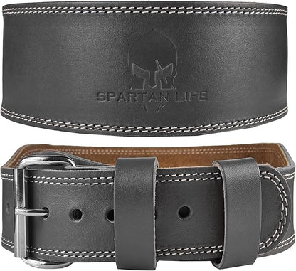 Spartan Weight Lifting Belt (5mm Thick) - Genuine Leather Lifting Belt Gym for Men & Women - Functional Workout Belt - Gym Belt for Weightlifting, Powerlifting, Squat & Deadlift - Adjustable Weightlifting Belt