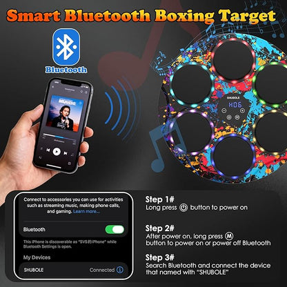 Music Boxing Machine with Gloves - Wall Mounted Punching Trainer for Adults & Kids, 9-Speed Punch Game, Wall Boxing Punching pad, 2025 Upgrade Gifts for Boys Age 6+