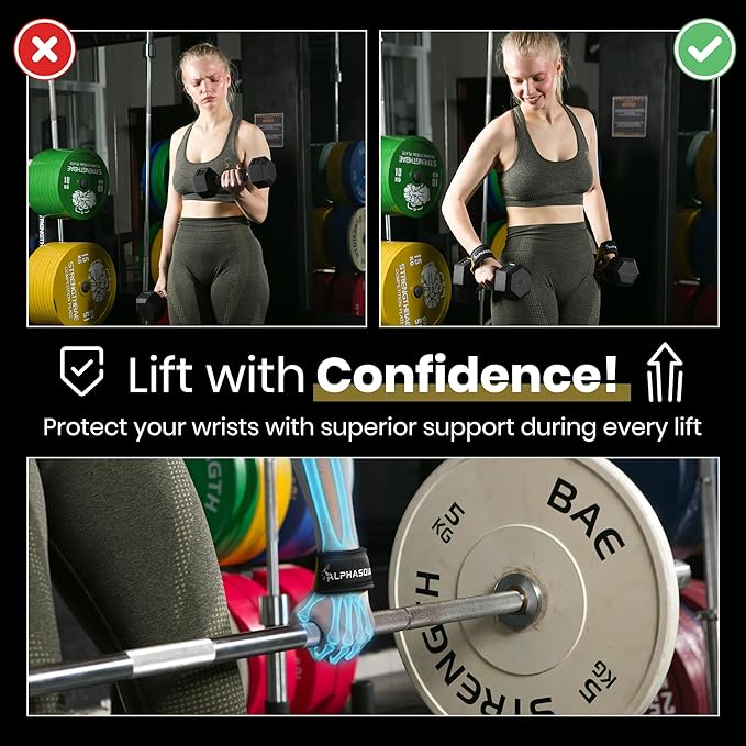 ALPHASQUAD Lifting Straps for Weightlifting – Heavy Duty Wrist Straps for Weightlifting with 7mm Thick Padded Cotton Wraps, 22.5" Long, 1.5" Wide – Deadlifts, Strength Training, Powerlifting, Men & Women