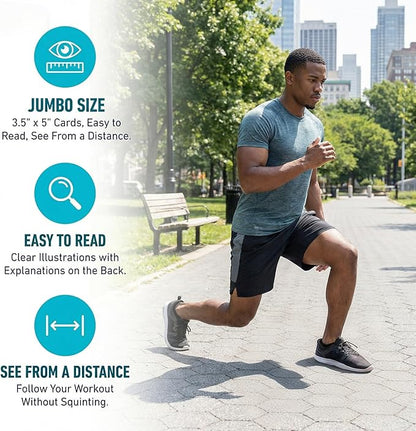 Bodyweight & Dumbbell & Suspension2 Workout Cards - 150 Large 5"x3.5" Exercise Cards with 36 Strength Moves, Home & Gym Fitness Cards for Men & Women, Beginner Fitness Guide