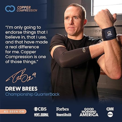 Copper Compression Wrist Wraps (2 Pack) – Adjustable Copper Infused Wrist Support for Weightlifting, Workouts, Injury Recovery, Carpal Tunnel, Tendonitis, and Pain Relief – Breathable and Comfortable Straps