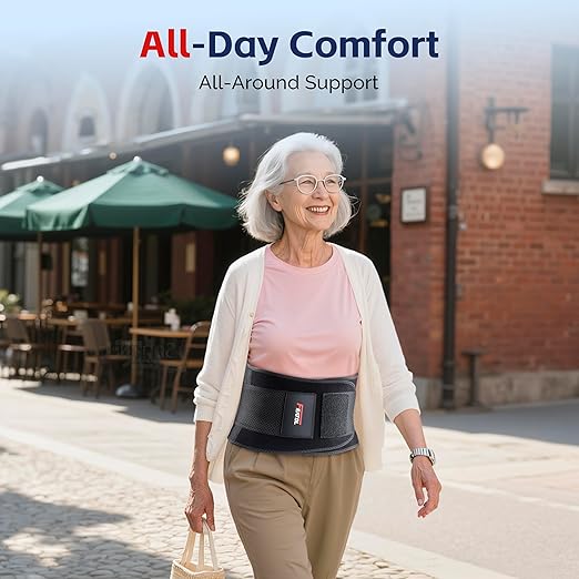 FEATOL Back Brace for Men Lower Back Pain Relief Lumbar Support Brace Waist Belt with Ergonomic 3D Silicone Pad for Heavy Lifting Work, Herniated Disc, Sciatica, S/M