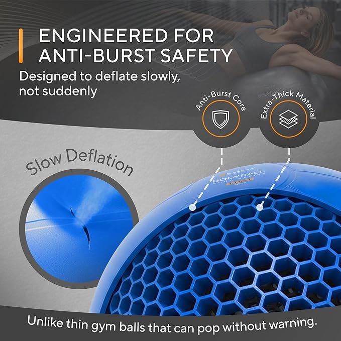 MANTRA SPORTS Exercise Ball – Yoga Ball for Pilates & Fitness - Birthing for Pregnancy, Stability, Core, Balance, Therapy for Physical Rehab, Workout for Home Gym & Office Chair, Fast Pump Included
