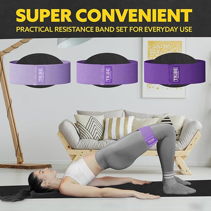 Tribe Lifting Fabric Resistance Bands for Legs - Workout Bands Resistance Bands for Men and Women - Booty Bands for Working Out - Exercise Bands Resistance Bands Set - Elastic Bands for Exercise
