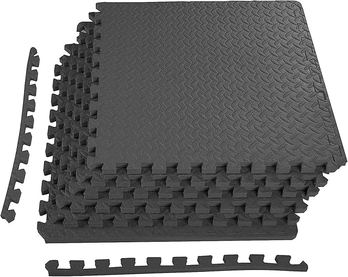 BalanceFrom Puzzle Exercise Mat 3/4" Thick, EVA Interlocking Foam Floor Tiles for Home Gym, Mat for Home Workout Equipment, Floor Padding for Kids, Multiple Sizes and Colors