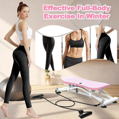 KINMAC Indoor Ski Simulator with Resistance Bands - Balance Board Home Gym Sliding Machine for Full-Body Cardio, Non-Slip Base, Core & Leg Workout Trainer