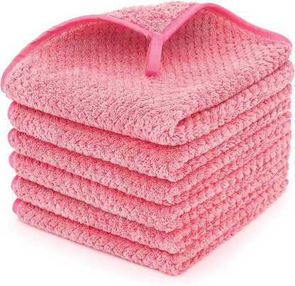 6 Pack Washcloth Towels Set, Waffle Hand Towels Set, Microfiber Super Soft Highly Absorbent, Sturdy Quick Drying Towels for Bathroom, Gym, Sports, Yoga, Hot Pink
