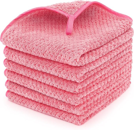 6 Pack Washcloth Towels Set, Waffle Hand Towels Set, Microfiber Super Soft Highly Absorbent, Sturdy Quick Drying Towels for Bathroom, Gym, Sports, Yoga, Hot Pink