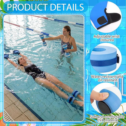 Hungdao Water Aerobics Set for Aquatic Exercise Include Foam Water Dumbbell Swim Aquatic Cuffs Ankle Arm for Sport Swimming Glove Pool Resistance Weights Fitness Equipment for Workout Training