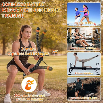 Ropeless Battle Ropes Adjustable Weight, Portable Cordless Battle Ropes for Home Gym with Storage Bag, High Calorie Burn for Men & Women, Fitness Equipment for HIIT & Low-Impact Aerobic Training