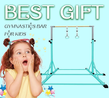 86 York Gymnastics Bar for Kids Ages 3-20, 5FT Base Length, 42" to 63" Adjustable Height, Horizontal Bar, Kip Bar for Gymnast, Gymnastic Training Equipment for Home, Gym Center