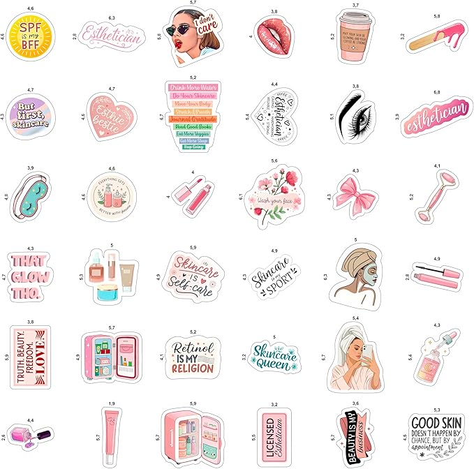 100Pcs Esthetician Stickers for Laptop, Skincare Stickers - Esthetician Party Supplies, Gifts - Gift for Women & Men