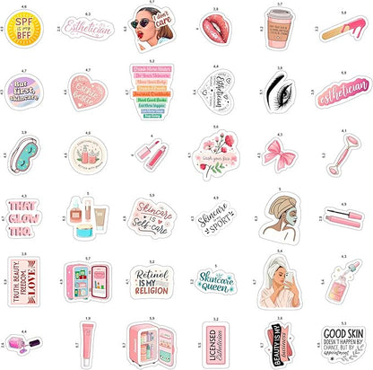 100Pcs Esthetician Stickers for Laptop, Skincare Stickers - Esthetician Party Supplies, Gifts - Gift for Women & Men