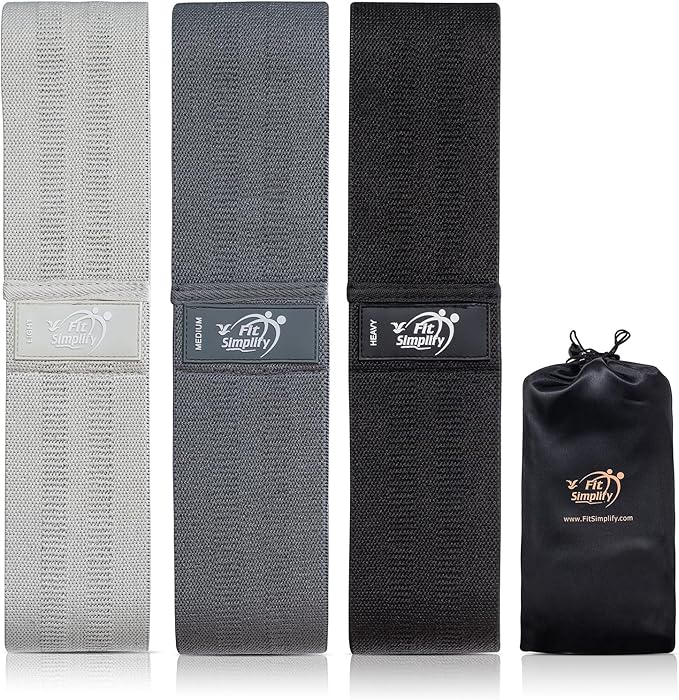 Fit Simplify Non Slip Fabric Resistance Hip Cloth Bands, Set of 3