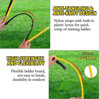 Agility Ladder Speed Training Equipment 16FT 12 Rung Footwork Sports Agility Speed Ladder for Football Basketball Baseball with Carry Bag