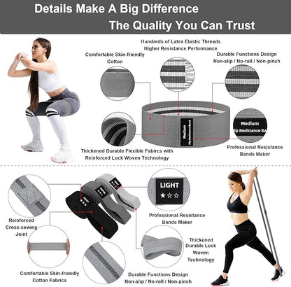 Fabric Resistance Bands Set for Working Out,6 PC Non-Slip Exercise Booty Bands for Women & Men Leg and Glutes,Stretch Workout Bands for Home Gym Fitness,Yoga, Pilates,Stretching