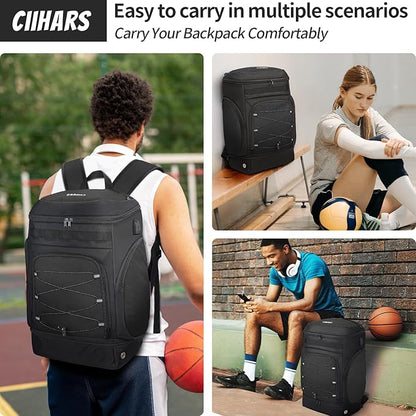 Basketball Backpack Bag Large Sports Bag with Separate Ball holder & Shoes compartment, Best for Basketball, Soccer,Volleyball,Gym