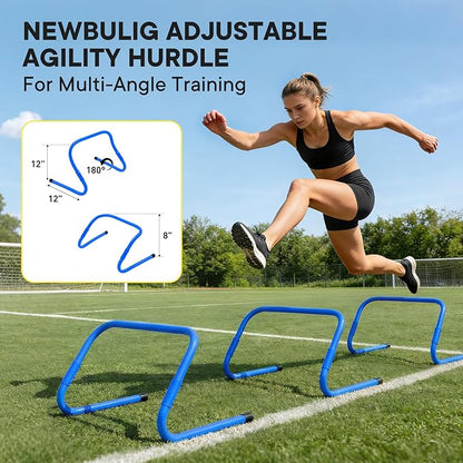 Agility Ladder Speed Training Equipment Set-20ft Ladder, 12 Cones, 4 Adjustable Hurdles, Jump Rope, Resistance Parachute| Basketball, Soccer, Football Practice Equipment for Youth, Adults