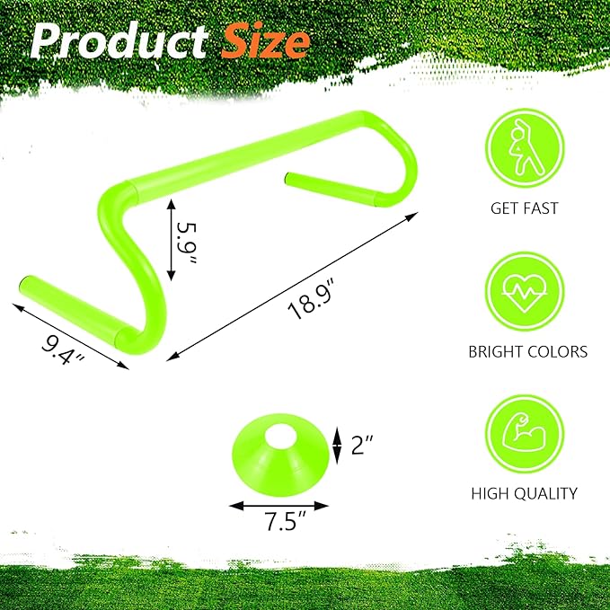 10 Pcs 6" Speed Agility Training Hurdles with 6 Marker Cone Durable Training Hurdle Agility Plyometric All Purpose Speed Hurdle Equipment for Athletes Soccer Basketball Football Practice
