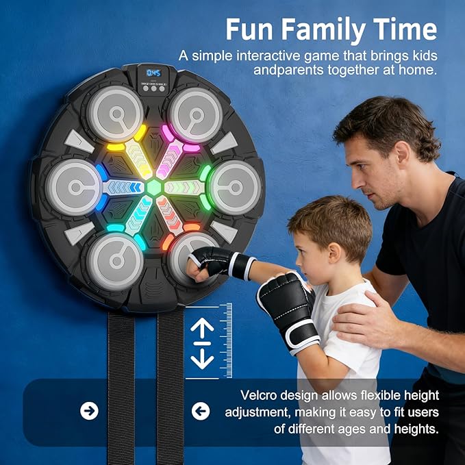 Music Boxing Machine, Wall Mounted Punching Bag with Bluetooth, Boxing Training Workout Equipment with Gloves, Ideal Gift for Kids and Adults, Home, Office and Gym