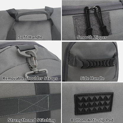 Gym Bag for Men Women, Sports Travel Duffle Bag with Shoe Compartment, 35L Waterproof Carry On Overnight Bag MOLLE System for Workout Fitness Travel Khaki