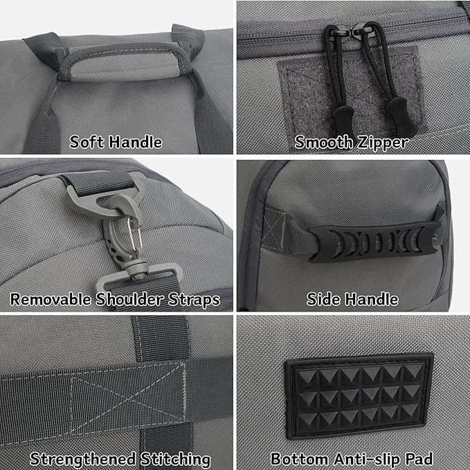Gym Bag for Men Women, Sports Travel Duffle Bag with Shoe Compartment, 35L Waterproof Carry On Overnight Bag MOLLE System for Workout Fitness Travel Black