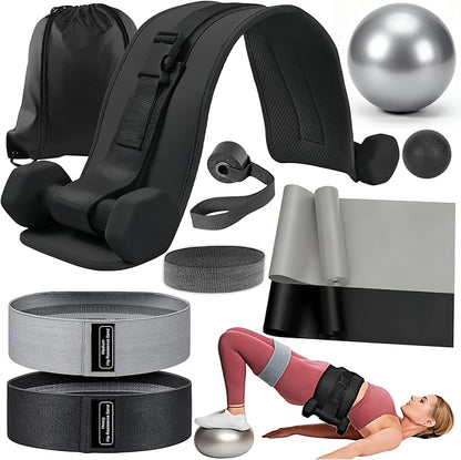 Women Glute Workout Equipment, Hip Thrust Belt for Weights, Booty Bands Exercise Bands Pilates Ball, Glute Workout at Home Pilates Exercise Equipment Kit for Home Gym Fitness Accessories