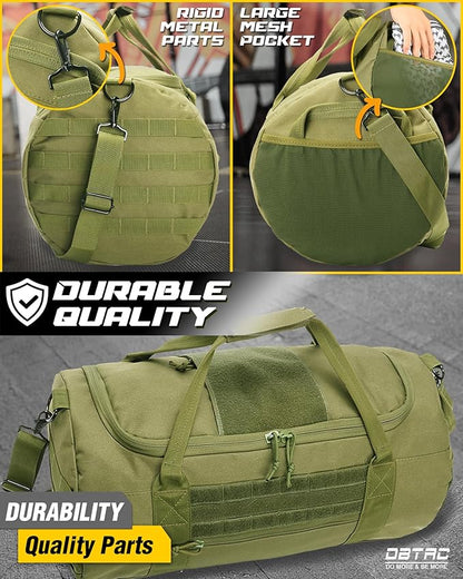 DBTAC 40L Tactical Gym Bag for Men | Military Heavy Duty Duffle Bag with Adjustable Strap for Gym Workout Fitness, Basketball Soccer Sport Training & Weekend Travel, Green