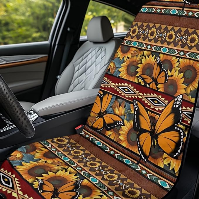 Bulopur Sweat Towel Car Seat Cover Aztec Sunflower Butterfly Post-Work Running Athletic Beach Towel Machine Washable Lightweight Breathable Floral Car Interior Accessories