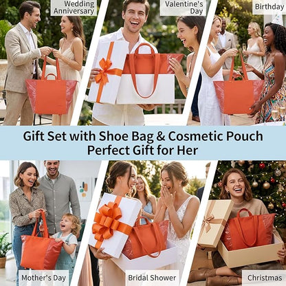 Tote Bag for Women, Lightweight Versatile Gym Travel Bags with Yoga Mat Strap, Wet Pocket, Shoe Bag & Cosmetic Pouch, Everyday Tote for Workout Fitness Pilates Swimming Work Stylish Handbag