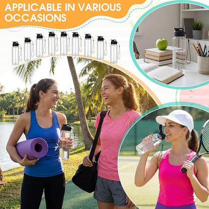 Mifoci 72 Pieces Water Bottle Bulk 17 oz Plastic Water Bottles Bulk Gym Sports Adults Reusable Large Bottles with Leak Proof Flip Top for Party Outdoor (Clear,Black)
