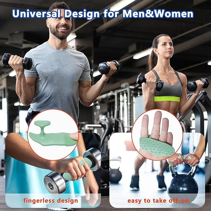 Silicone Gym Grips for Weight Lifting,Workout Gloves for Women Men Alternative,Anti Slip Gym Workout Grip,Rubber Gym Hand Grips-Weightlifting Grips Pad for Barbell,Pull Up,Ryptfit,Training