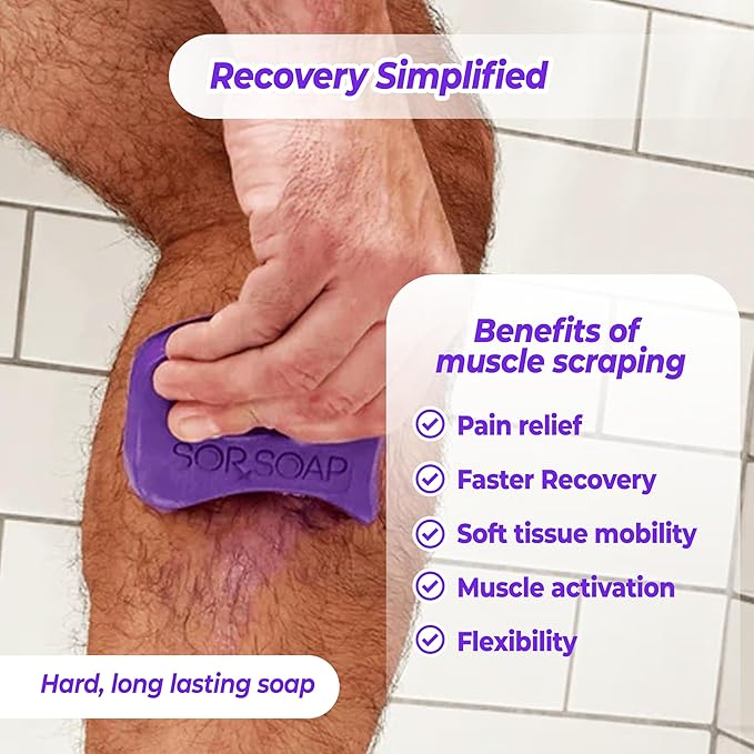 Pro Bundle | Muscle Scraper Soap Bars & SORTOOL Pro Myofascial Release Tool | Fascia Massage Recovery & Deep Clean | 2 Bars, Tool, Holder, & Exfoliating Bag Included