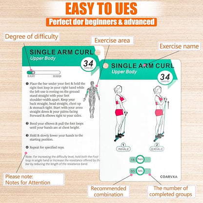 Pilates Bar Workouts for Women-58 Exercise Cards with Pilates Stick Work Out Postures，ncludes 4-Week Challenge,2 Rings& Dry-Erase for Easy Organization-Home, Gym or Studio