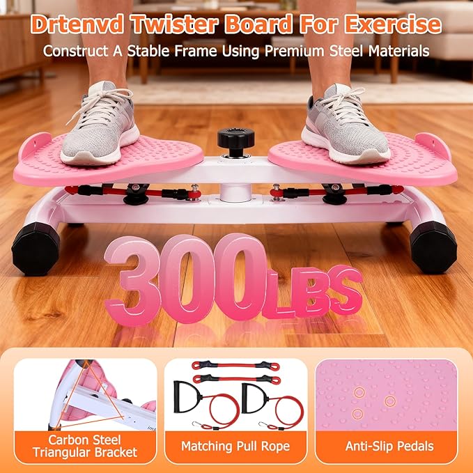 Waist Twister Machine Exercise, Ab Twister Board for Slim Waist and Core Ab Exercise, Noiseless Ab Machine with 300 lbs Weight Capacity, Home Gym Workout Equipment for Women Men