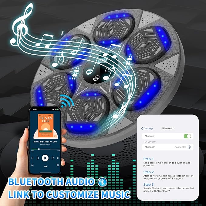 2026 Music Boxing Machine for Adults and Kids, Smart Bluetooth Boxing Training Equipment with Gloves Wall Mounted, Workout Punching Machine for Home,Office and Gym