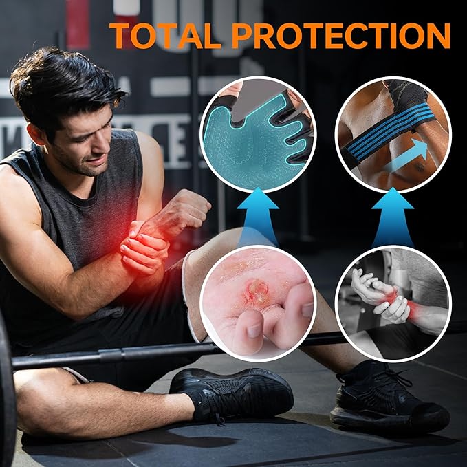 Workout Gloves for Men and Women,Ventilated Weight Lifting Gym Gloves with Wrist Wrap Support,for Weightlifting,Full Palm Protection,Training,Fitness,Hanging, black