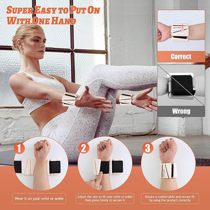 Ankle Weights for Women Wrist Weights Set of 2 (1 lb/2 lb Each) Adjustable Arm Leg Weight for Womens Men Suitable for Walking Swimming Running Pilates Yoga Gym