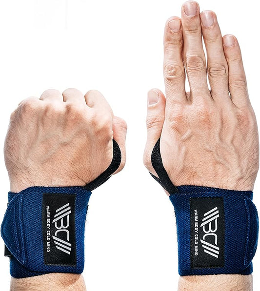 WARM BODY COLD MIND - Weightlifting Wrist Wraps for Cross Training, Powerlifting, Deadlift, Gym, Workout, Exercises & Fitness, Heavy-Duty Wrist Support, Thumb Loop